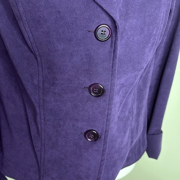 Kim Rogers Dark Purple Plum Blazer.  Size Medium Petite - Picture 6 of 8